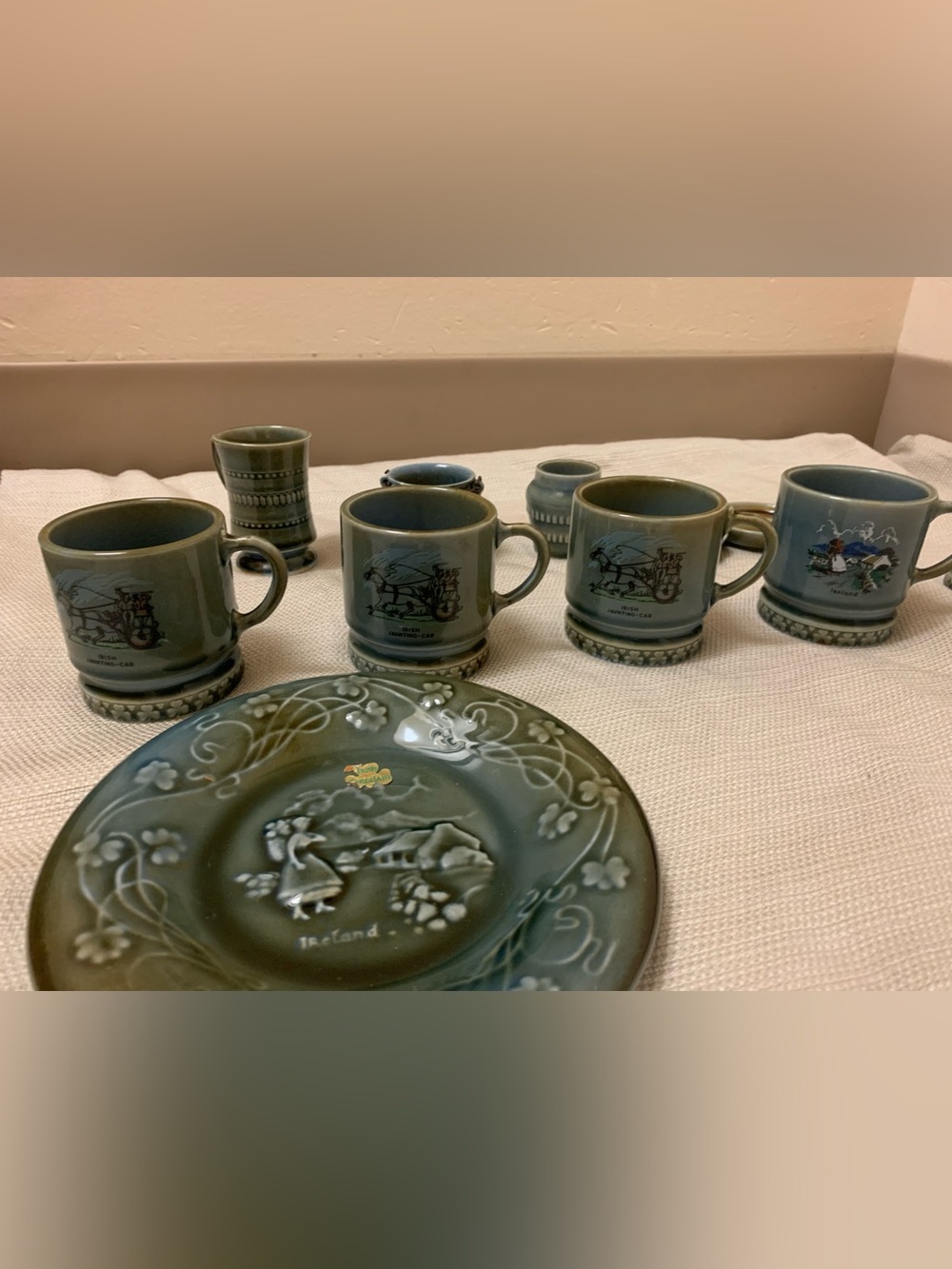Lot of 10 Vintage Wade Irish Mugs, Cauldron Etc.